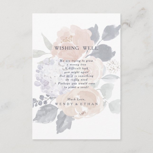 Simple Rustic Floral Wedding Wishing Well Card (Front)