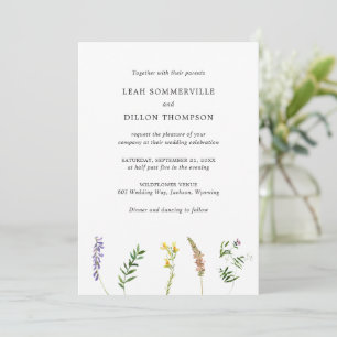 Simple Rustic Floral Wildflower Elegant Wedding Invitation