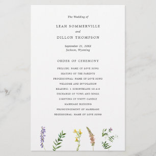 Simple Rustic Floral Wildflower Wedding Program