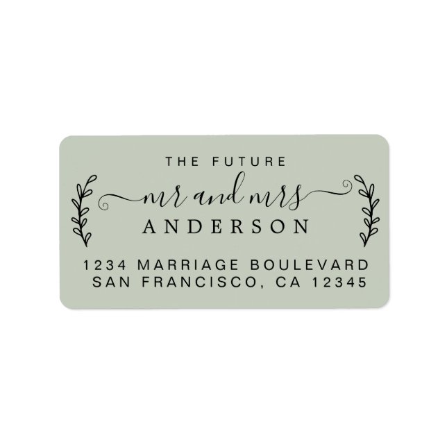 Simple Rustic Future Mr Mrs Wedding Return Address Label (Front)