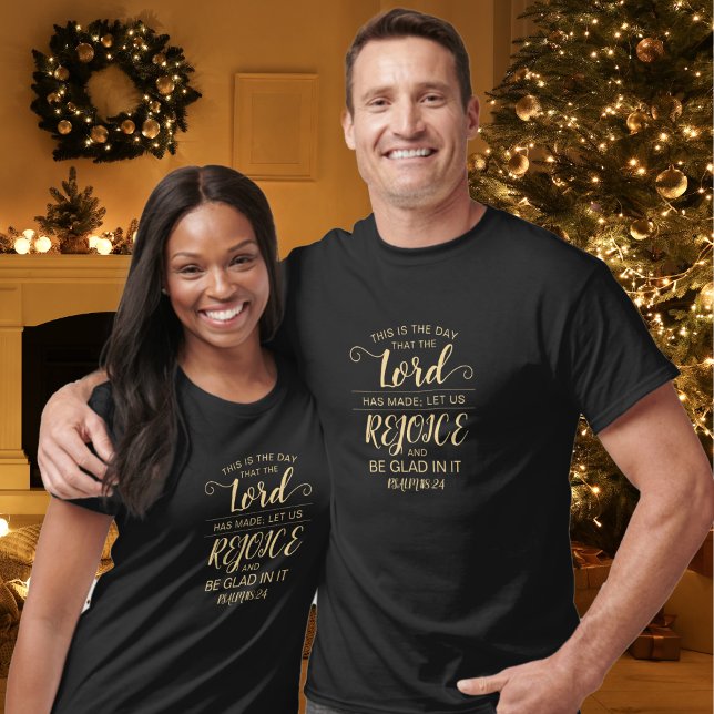 Simple Rustic Gold Bible Verse Christian T-Shirt (Christian, faith-based t-shirt in gold and black with Bible verse.)