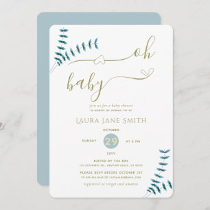 Simple Rustic Greenery Gender Neutral Baby Shower Invitation