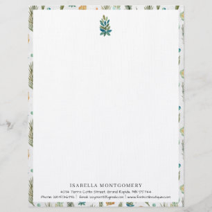 Simple Rustic Greenery   Monogram Letterhead