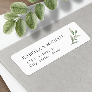 Simple rustic greenery wedding return address