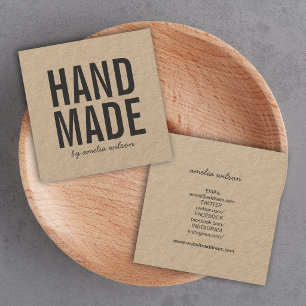 Simple Rustic Handmade Kraft Social Media Square Business Card