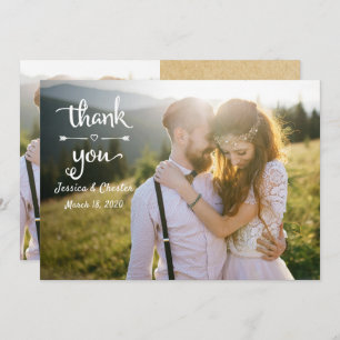 Simple Rustic handwriting Wedding Photo Thank You