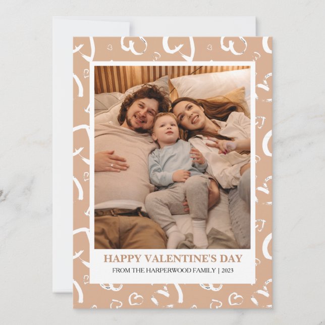 Simple Rustic Hearts Love valentine's day photo Holiday Card (Front)