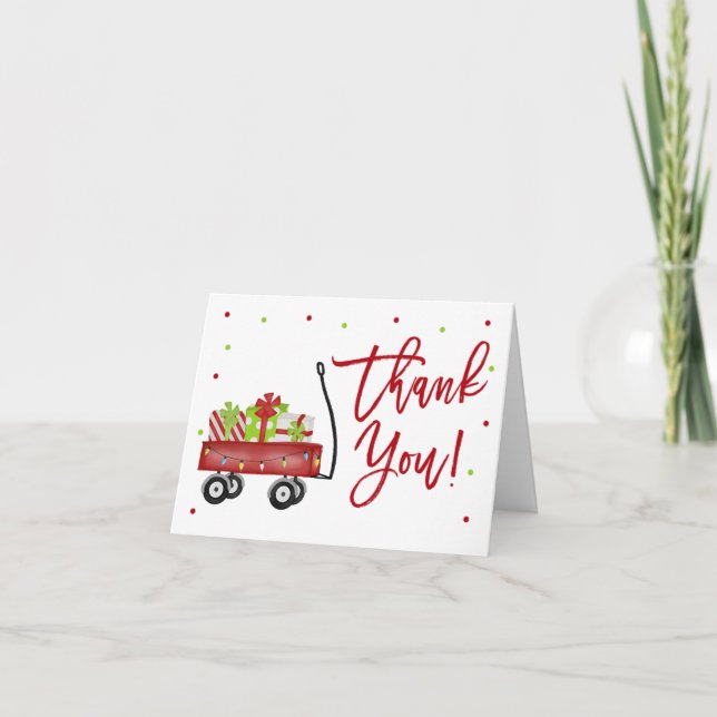 Simple Rustic Holiday Party Christmas Thank You Card (Front)