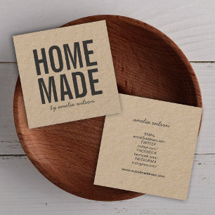 Simple Rustic Homemade Kraft Social Media Square Business Card
