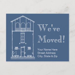 Simple Rustic House Blueprint New Address Moving Announcement Postcard