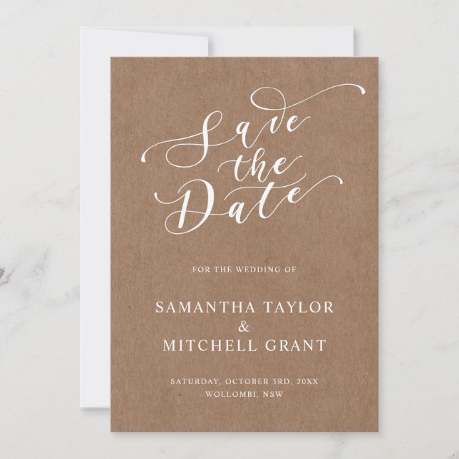 Simple Rustic Kraft Background Save the Date Invitation (Front)