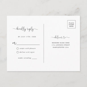 Simple Rustic Kraft Brown RSVP Postcard