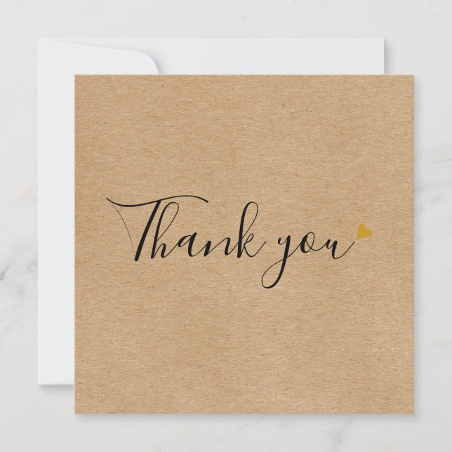 Simple Rustic Kraft Business Elegant Script Thank You Card (Front)