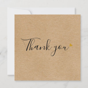 Simple Rustic Kraft Business Elegant Script Thank You Card