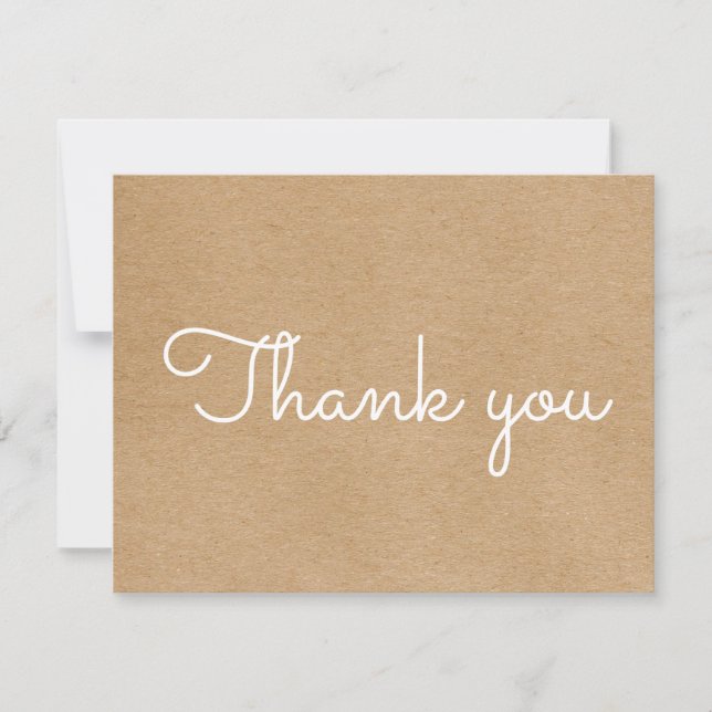 Simple Rustic Kraft Business Script Thank You Card (Front)