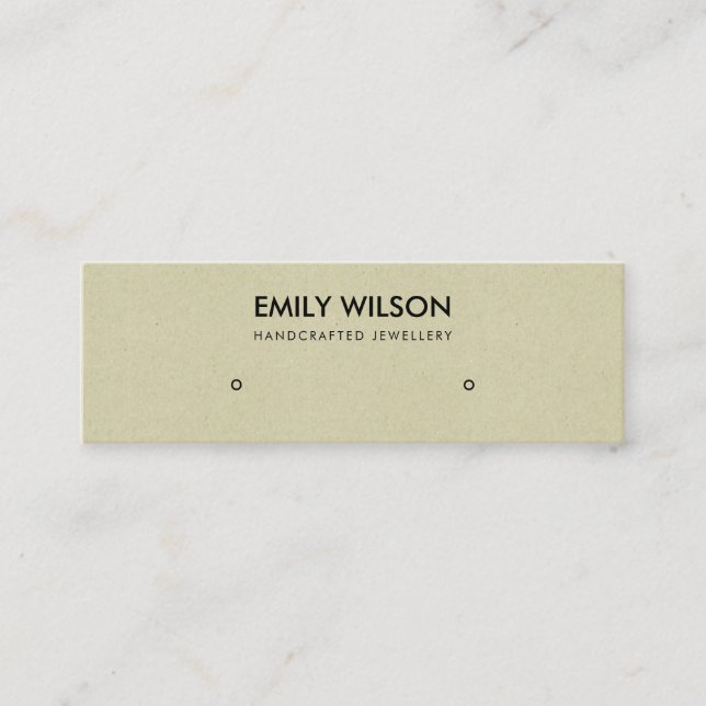 SIMPLE RUSTIC KRAFT CHIC STUD EARRING DISPLAY LOGO MINI BUSINESS CARD (Front)