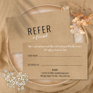 Simple Rustic Kraft Modern Referral Card