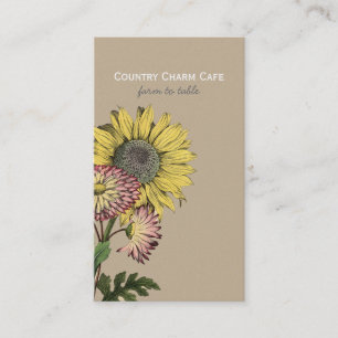 Simple Rustic Kraft Paper Sunflower Business Card