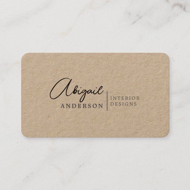 Simple Rustic Kraft Professional Black Signature Business Card (Front)