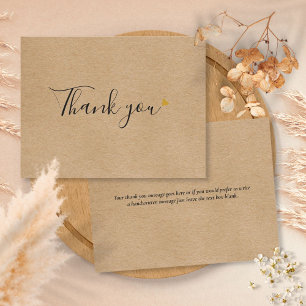 Simple Rustic Kraft Script Thank You Card