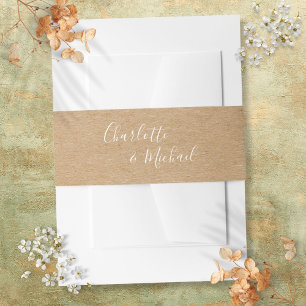 Simple Rustic Kraft Signature Script Invitation Belly Band