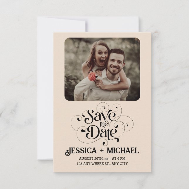 Simple Rustic Minimal Elegant Editable Wedding Save The Date (Front)
