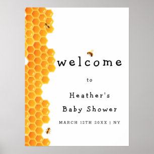 Simple Rustic Mummy to Bee Baby Shower Welcome Poster