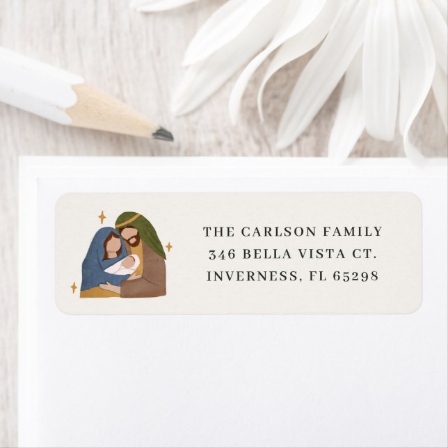 Simple Rustic Nativity Christmas Return Address (Insitu)