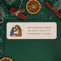 Simple Rustic Nativity Christmas Return Address