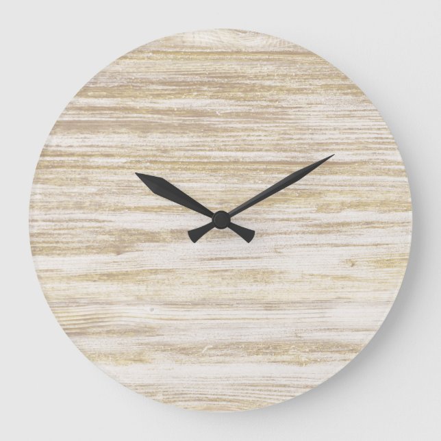 Simple Rustic Natural Beige Wood Large Clock (Front)