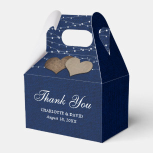 Simple Rustic Navy Blue Burlap Wedding Favour Box