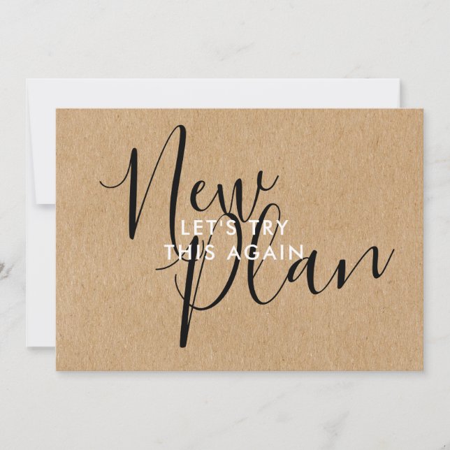 Simple Rustic New Plan Change the Date Postponed Save The Date (Front)