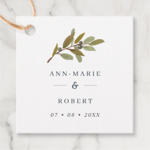 Simple Rustic Olive Branch Wedding Names Favour Tags