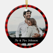 Simple Rustic Red Black Buffalo Plaid Photo