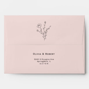 Simple Rustic Rose Floral Wedding Envelope
