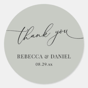 Simple Rustic Sage Green Favours Thank You Classic Round Sticker