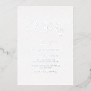 Simple Rustic Script Elegant Baby Shower Silver