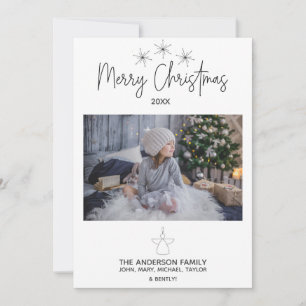 Simple Rustic Star Angel Photo Merry Christmas Holiday Card