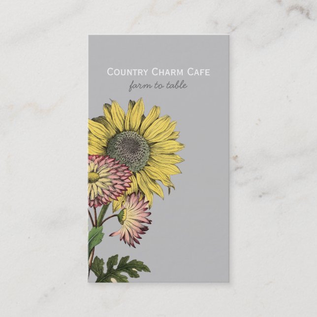 Simple Rustic Sunflower Business Card (Front)