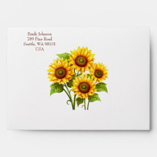 Simple Rustic Sunflower Wedding Envelope