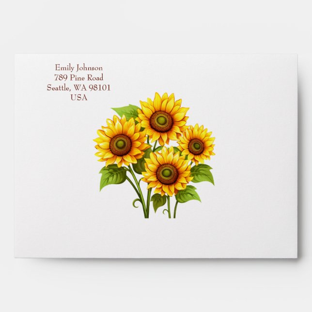 Simple Rustic Sunflower Wedding  Envelope (Front)