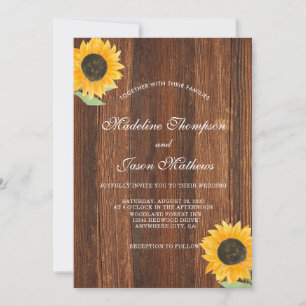 Simple Rustic Sunflower Wedding Invitation