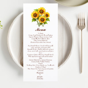 Simple Rustic Sunflower Wedding Menu