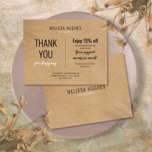 Simple Rustic Thank You For Shopping Discount Card