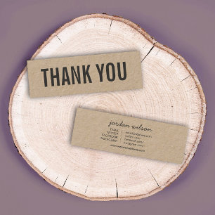 Simple Rustic Thank You Social Media Kraft Mini Business Card