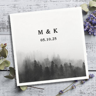 Simple Rustic Trees Personalised Wedding Monogram Napkin