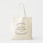 Simple Rustic Wedding Botanical Vine Thank You Tote Bag<br><div class="desc">Surprise your guests or Bridal Party with this tote bag featuring a simple rustic hand-drawn vine and three lines of custom text. Add your greeting, bride and groom's names, wedding date or whatever text you like. Add snacks and other items to the tote to create a wedding welcome bag or...</div>