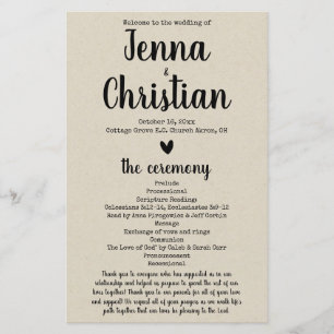 Simple Rustic Wedding Program