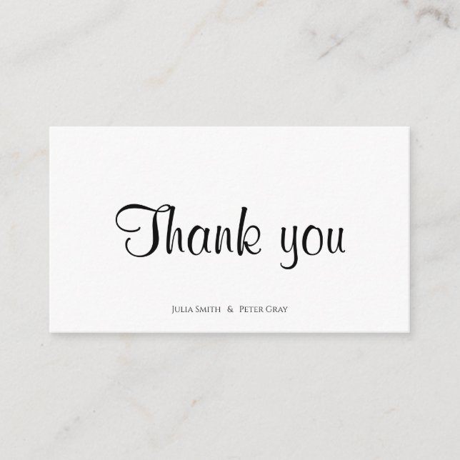 Simple rustic wedding thank you business card (Front)