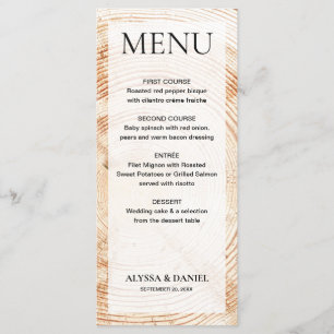 Simple Rustic Wedding Wood Tree bark Customisable Menu